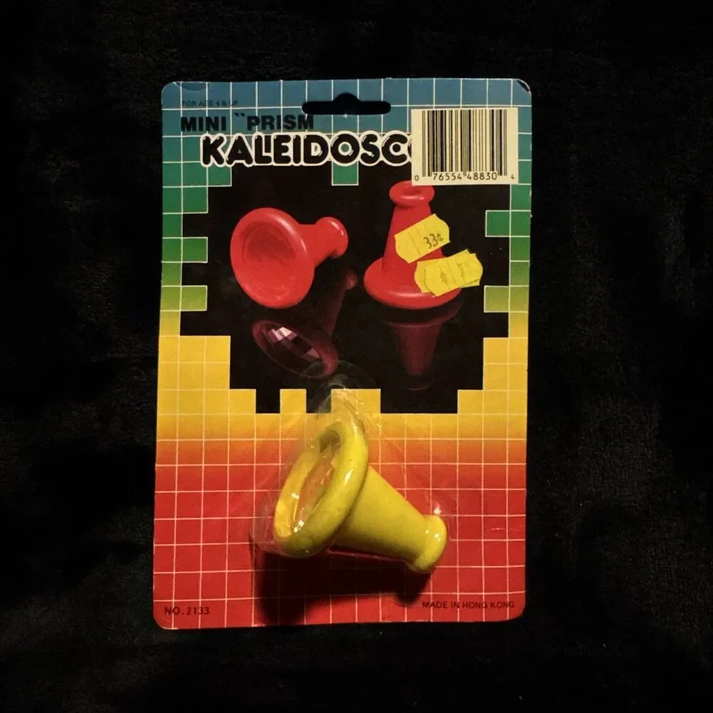Vintage 90s Mini Prism Kaleidoscope Yellow Party Goody Bag Favor Pinata Toy